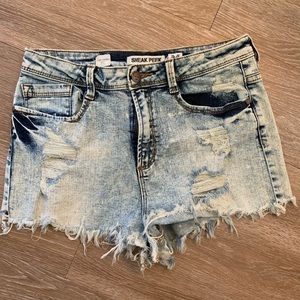 Sneak Peek High Waisted Jean Shorts